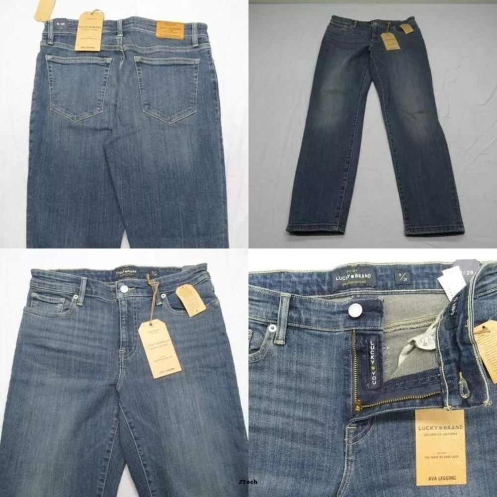 Lucky Brand Jeans Women 8/29 Mid Rise Dark Blue Luxe Denim Ava Legging 28x29 NEW